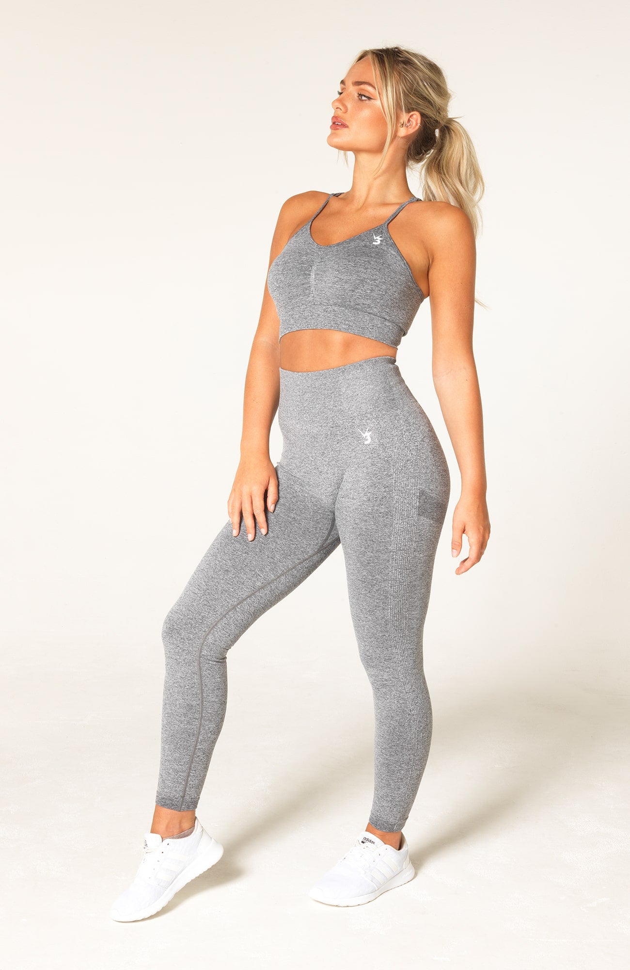 redbaysand Women's Define seamless scrunch bum shaping high waisted leggings in grey marl – Squat proof sports tights for Gym workouts training, Running, yoga, bodybuilding and bikini fitness.
