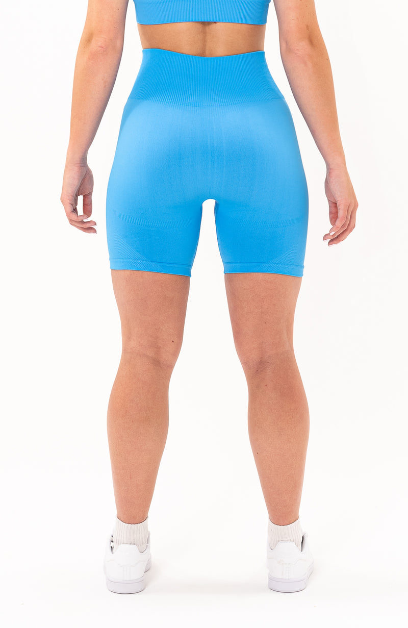 V3 Apparel Womens Limitless Seamless Workout Shorts - Azure Blue