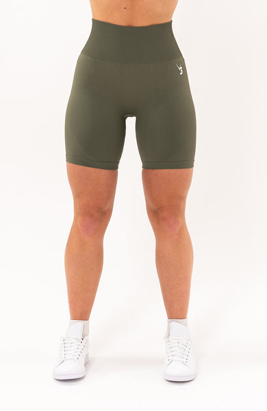 V3 Apparel Womens Limitless Seamless Workout Shorts - Olive Fade