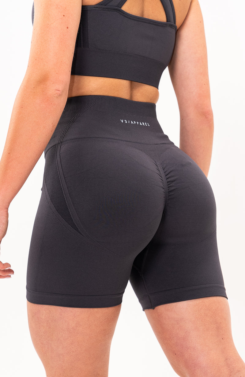V3 Apparel Womens Tempo Seamless Scrunch Workout Shorts - Grey - Gym,  Running, Yoga Tights