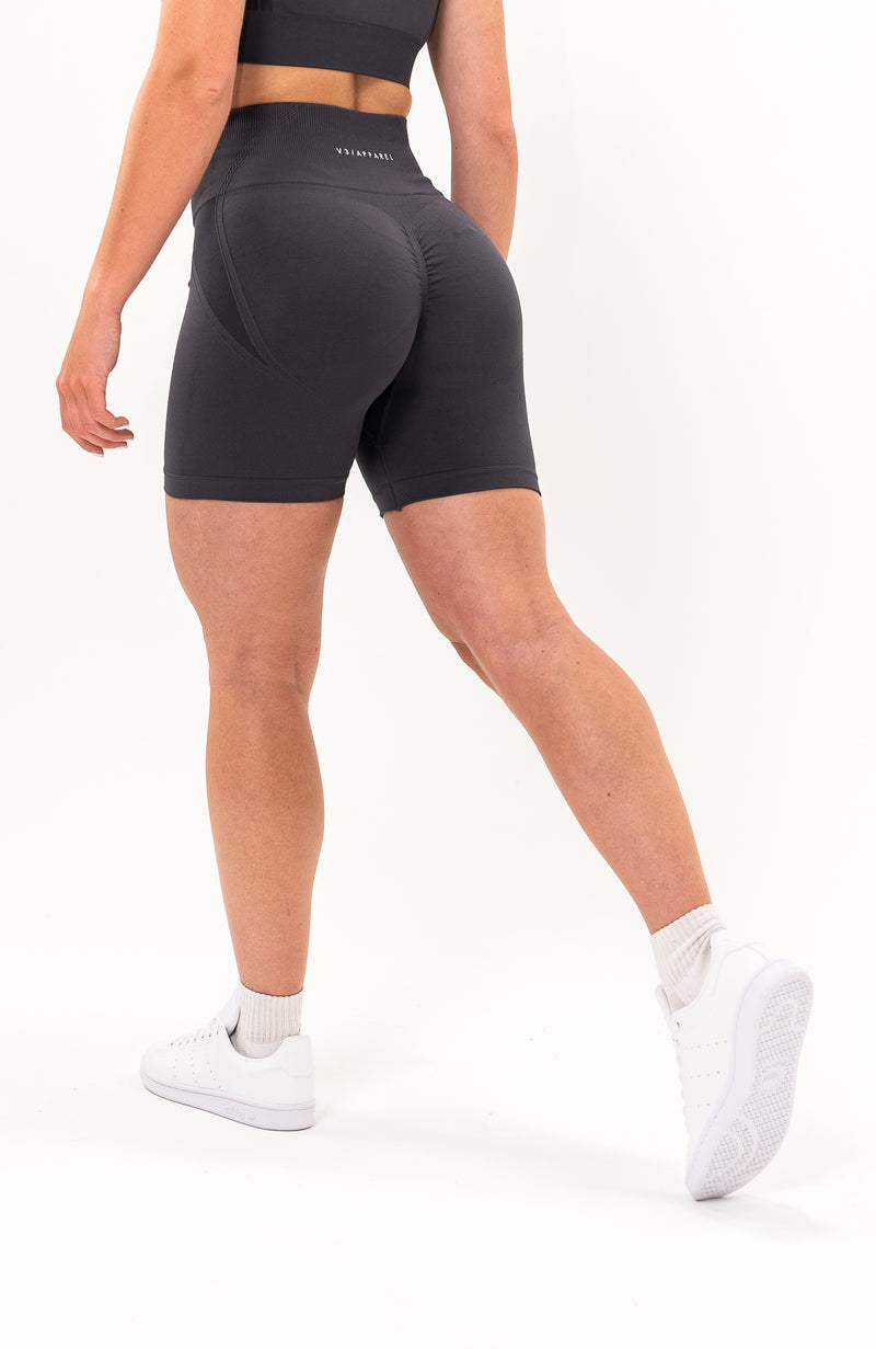 V3 Apparel Womens Tempo Seamless Scrunch Workout Shorts - Grey
