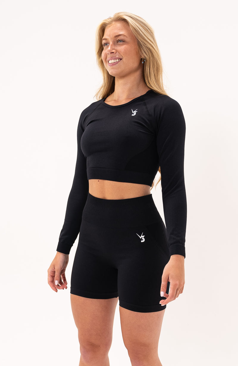 V3 Apparel Womens Tempo Long Sleeve Seamless Workout Crop Top