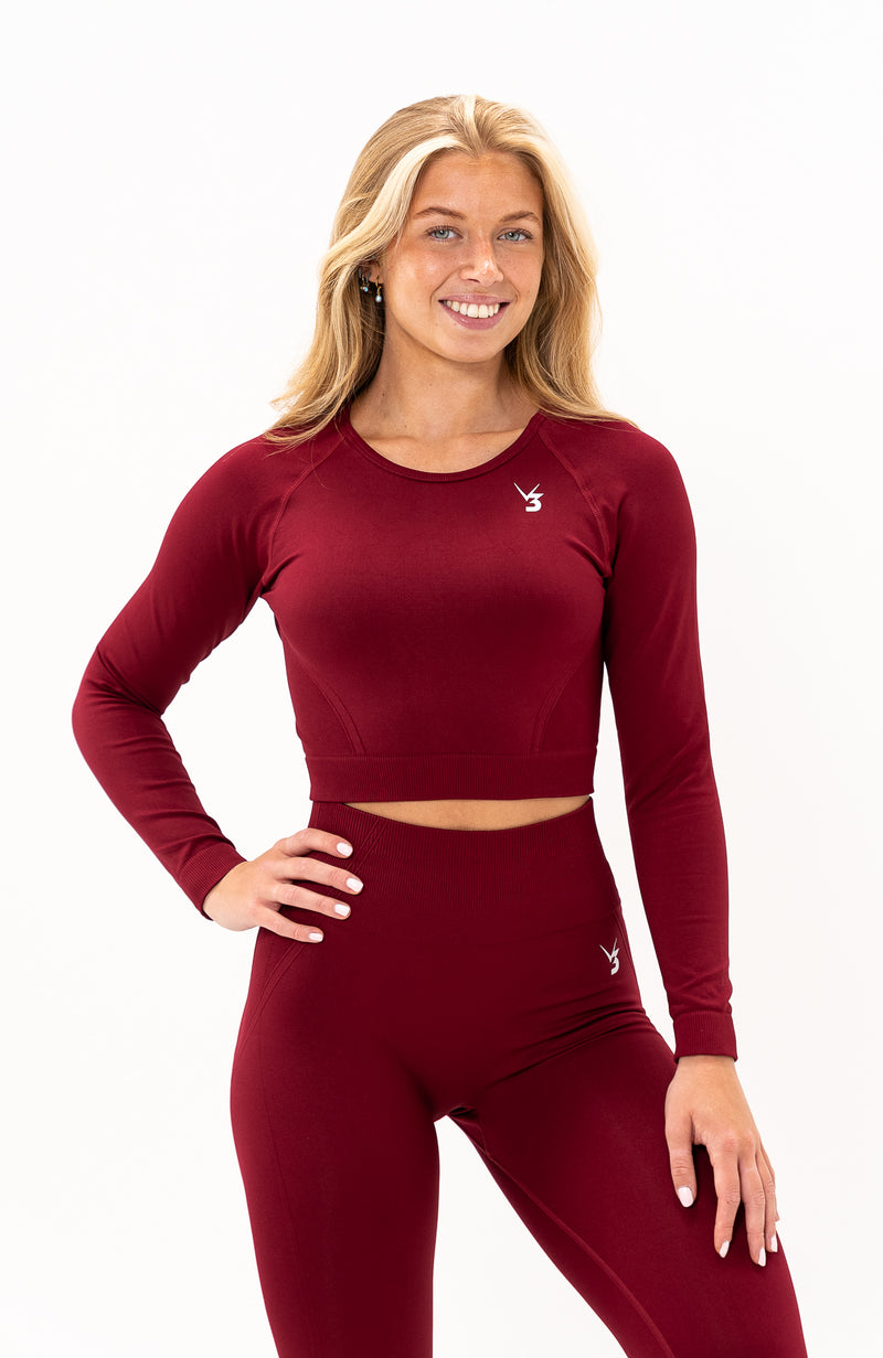 V3 Apparel Womens Tempo Long Sleeve Seamless Workout Crop Top