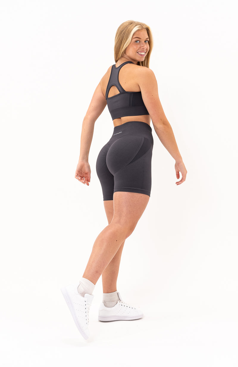 V3 Apparel Womens Tempo Seamless Scrunch Workout Shorts - Grey