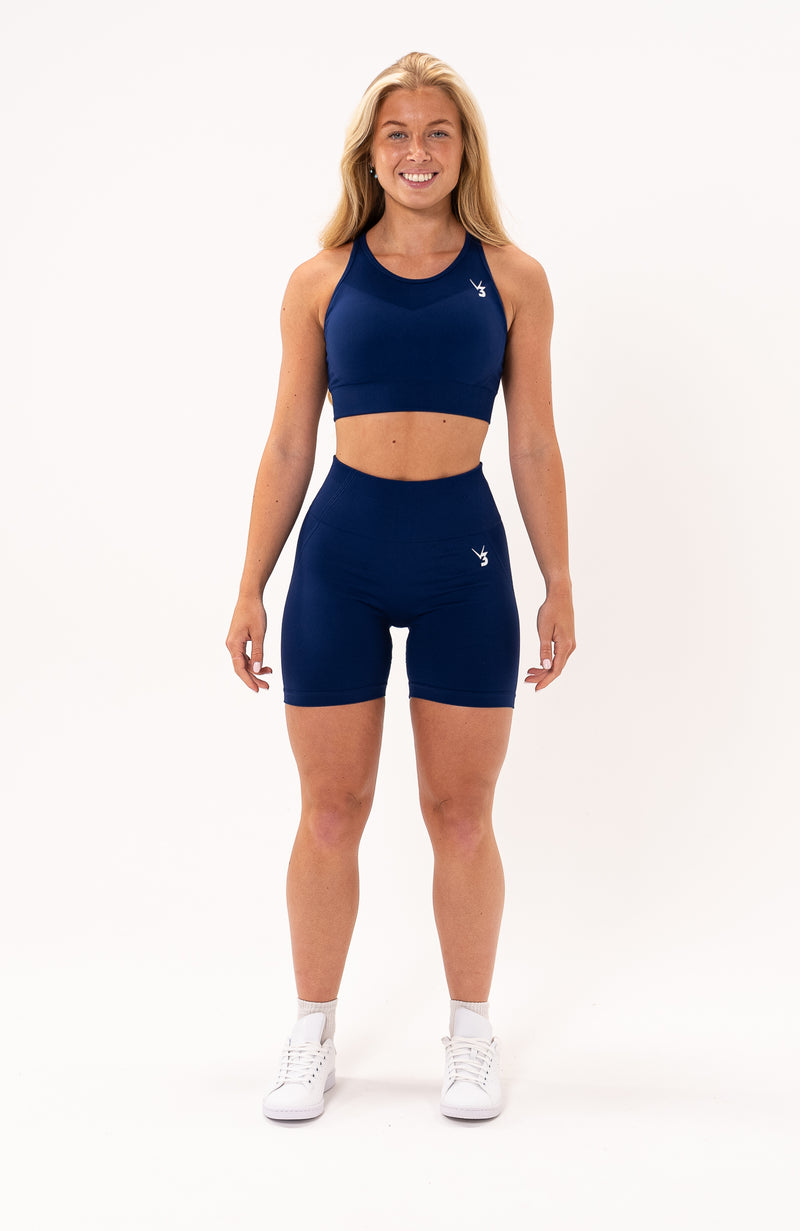 V3 Apparel Womens 2-Piece Tempo Seamless Scrunch Workout Outfit - Royal  Blue - Gym Workout Shorts & Fitness Sports Bra