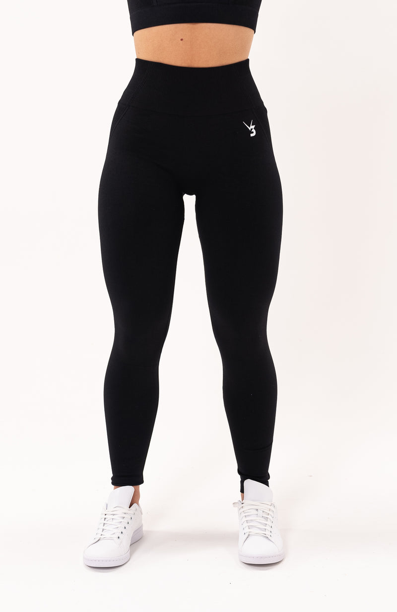 V3 Apparel Womens Tempo Seamless Scrunch Workout Leggings - Black