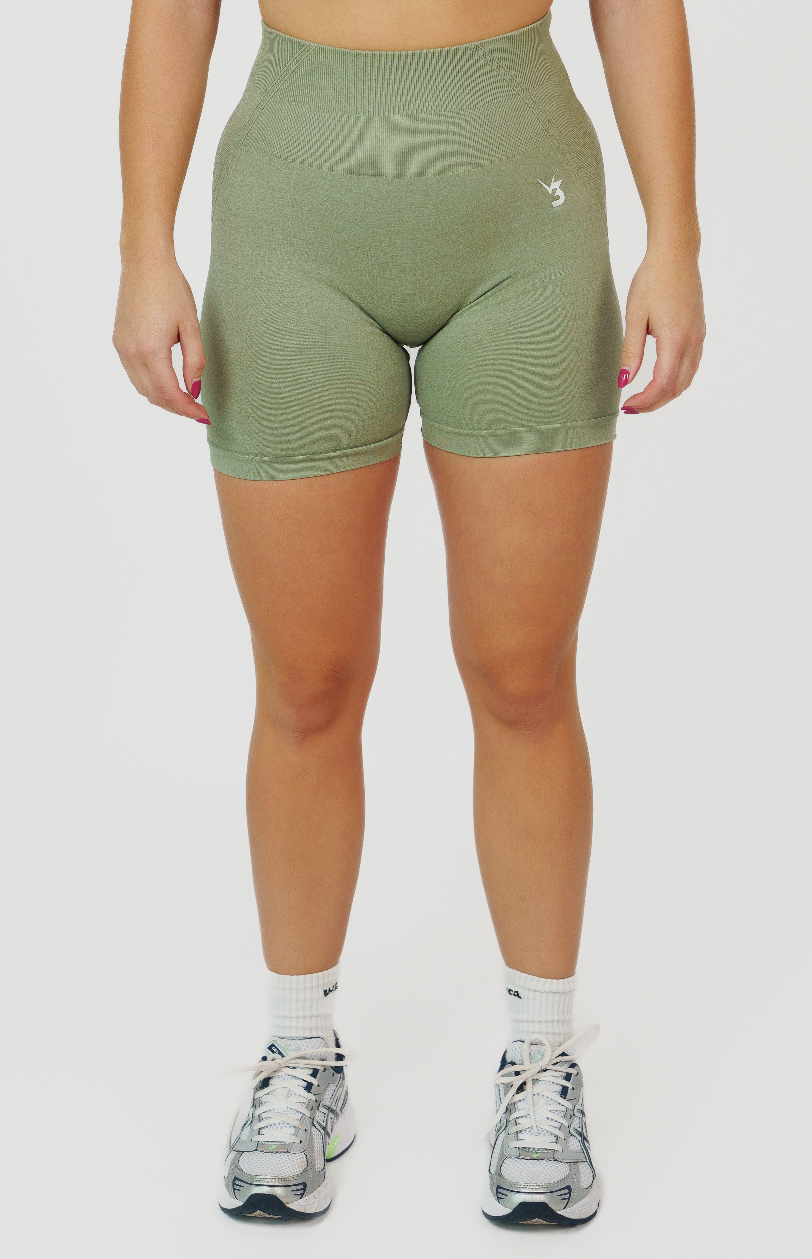 V3 Apparel Womens Tempo Seamless Scrunch Workout Shorts Forest