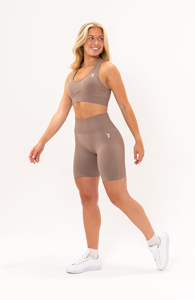 V3 Apparel Womens 2-Piece Limitless Seamless Workout Outfit - Fawn - Gym  Workout Shorts & Fitness Sports Bra