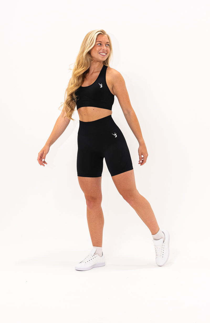 V3 Apparel Womens Limitless Seamless Workout Shorts - Black - Gym