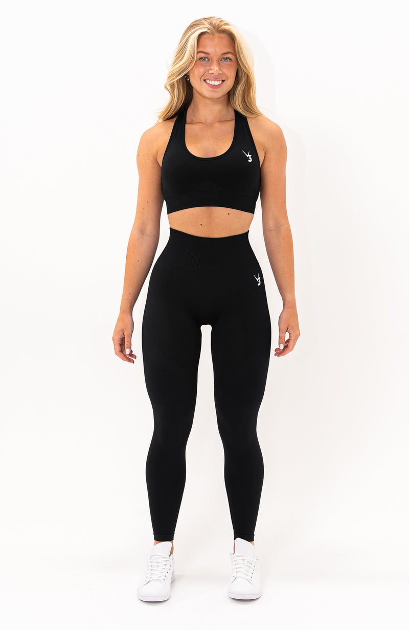 V3 Apparel Womens 2-Piece Limitless Seamless Workout Outfit - Black - Gym  Workout Leggings & Fitness Sports Bra
