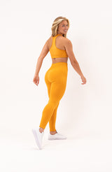 V3 Apparel Women's seamless Limitless bum shaping, high waisted leggings in orange – Squat proof sports tights for Gym workouts training, Running, yoga, bodybuilding and bikini fitness.