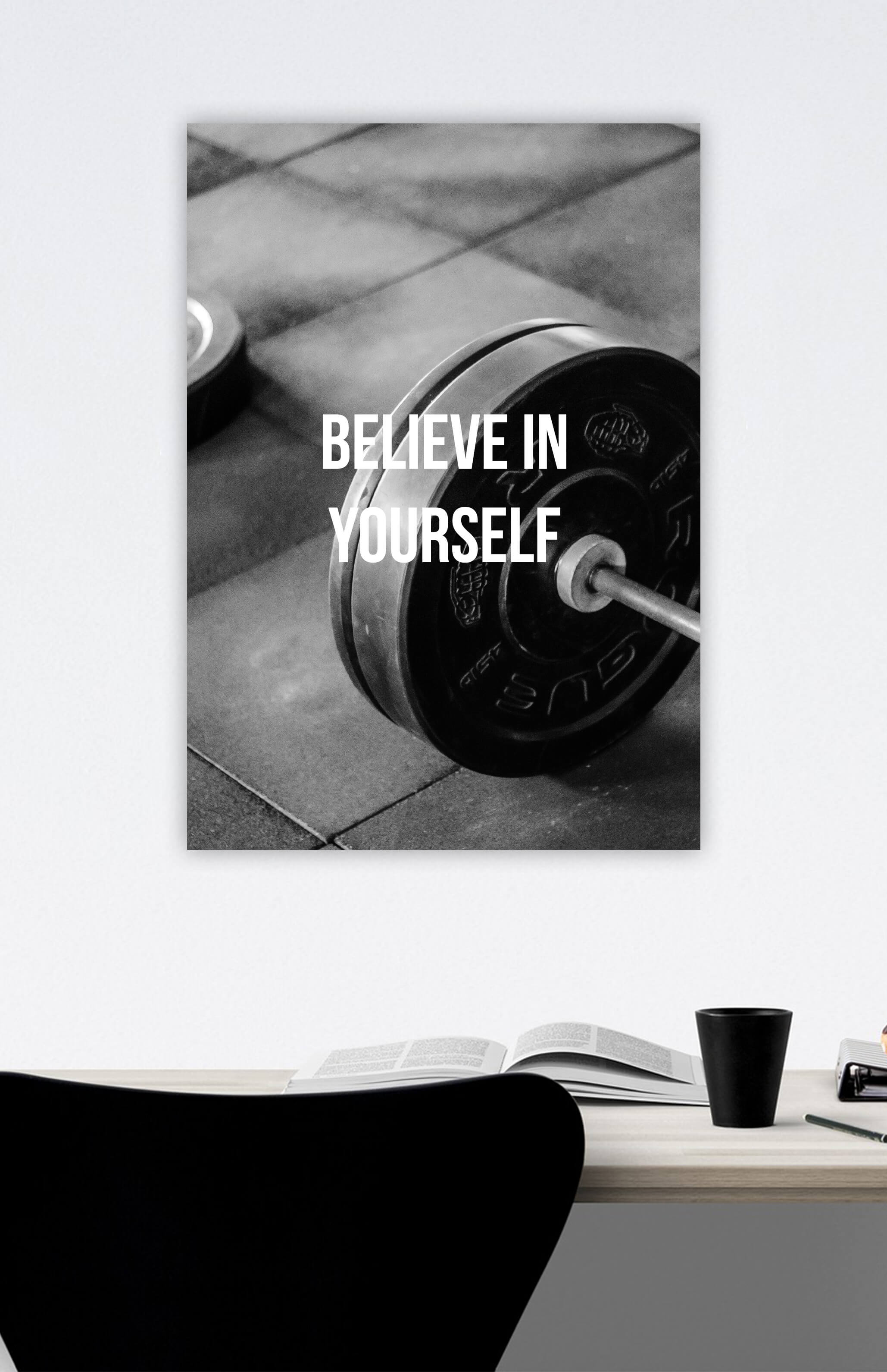 V3 Apparel womens Believe In Yourself, Motivational posters, mens inspirational wall artwork and empowering poster quote designs for office, home gym, school, kitchen and living room.