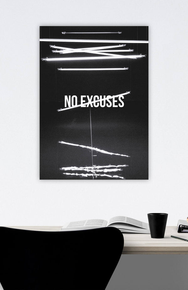 V3 Apparel womens No Excuses, Motivational posters, mens inspirational wall artwork and empowering poster quote designs for office, home gym, school, kitchen and living room.