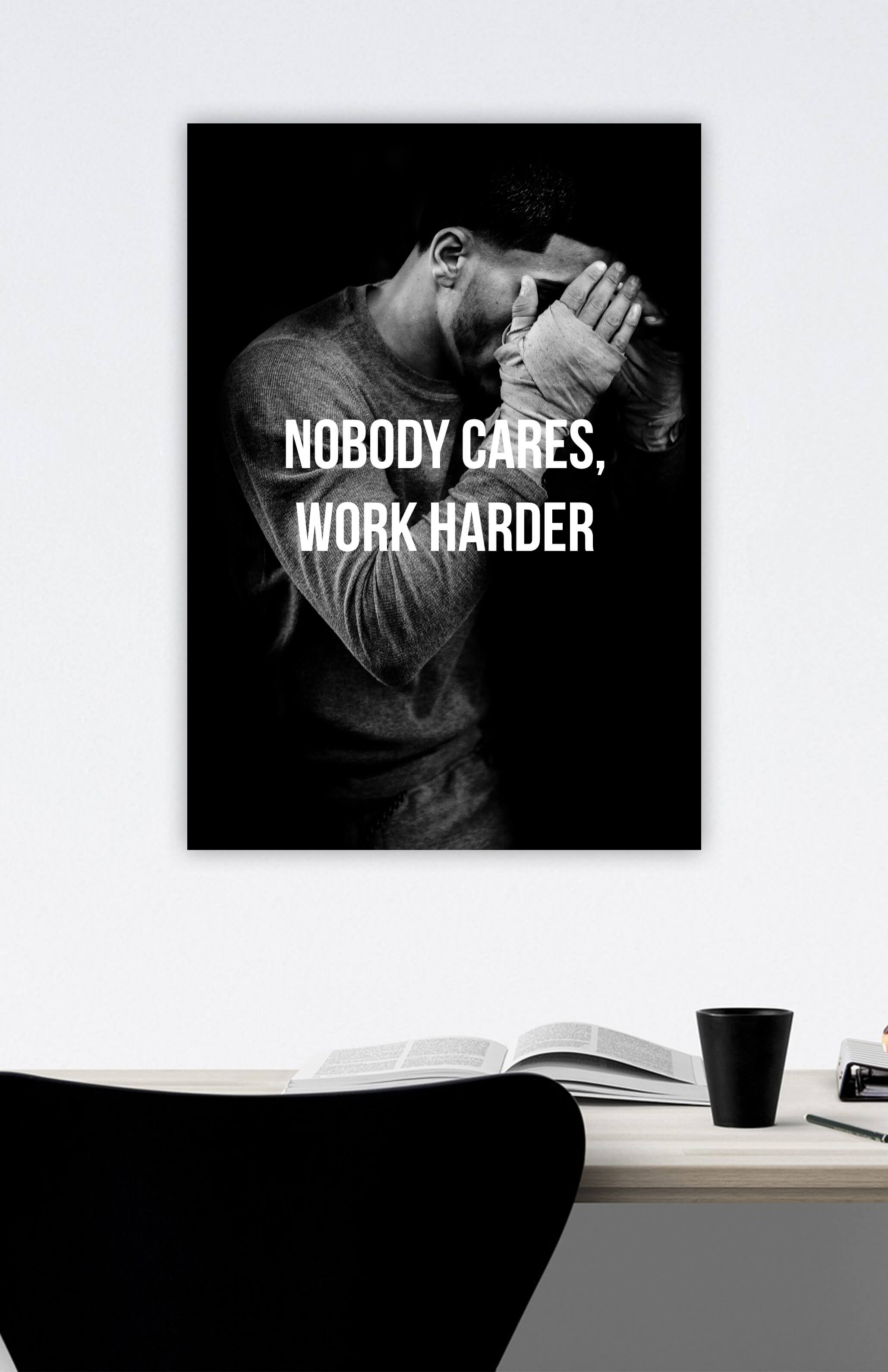 redbaysand womens Nobody Cares Work Harder, Motivational posters, mens inspirational wall artwork and empowering poster quote designs for office, home gym, school, kitchen and living room.