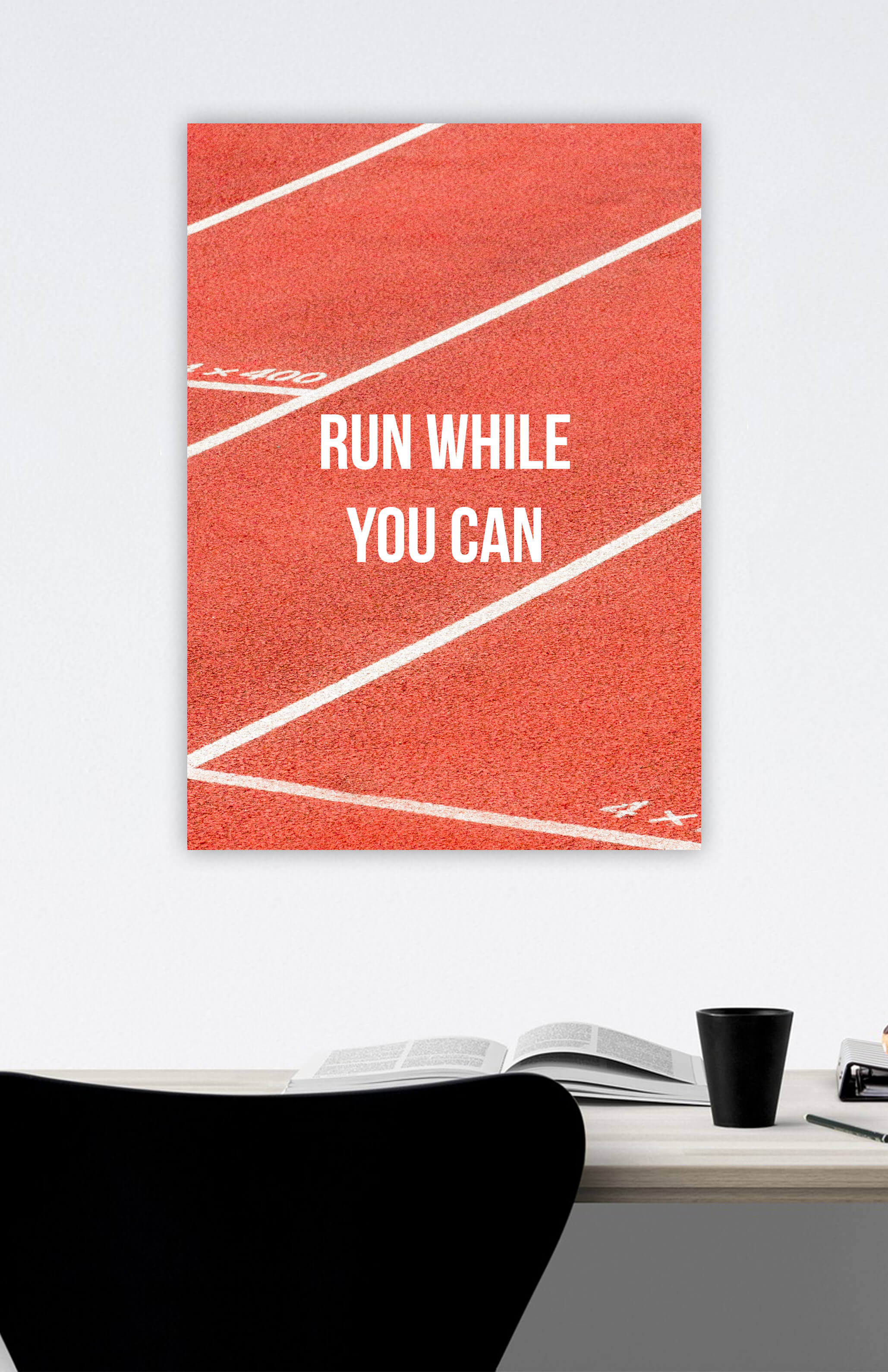 redbaysand womens Run While You Can, Motivational posters, mens inspirational wall artwork and empowering poster quote designs for office, home gym, school, kitchen and living room.