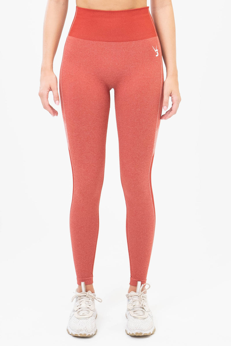 V3 Apparel Womens Seamless Unity Workout Leggings - Red - Gym