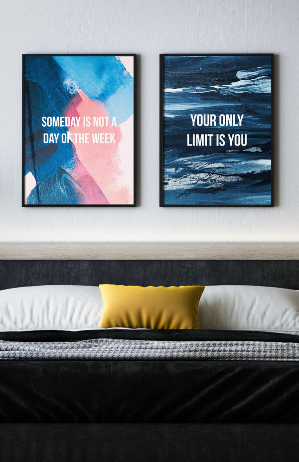 V3 Apparel womens Your Only Limit Is You, Motivational posters, mens inspirational wall artwork and empowering poster quote designs for office, home gym, school, kitchen and living room.