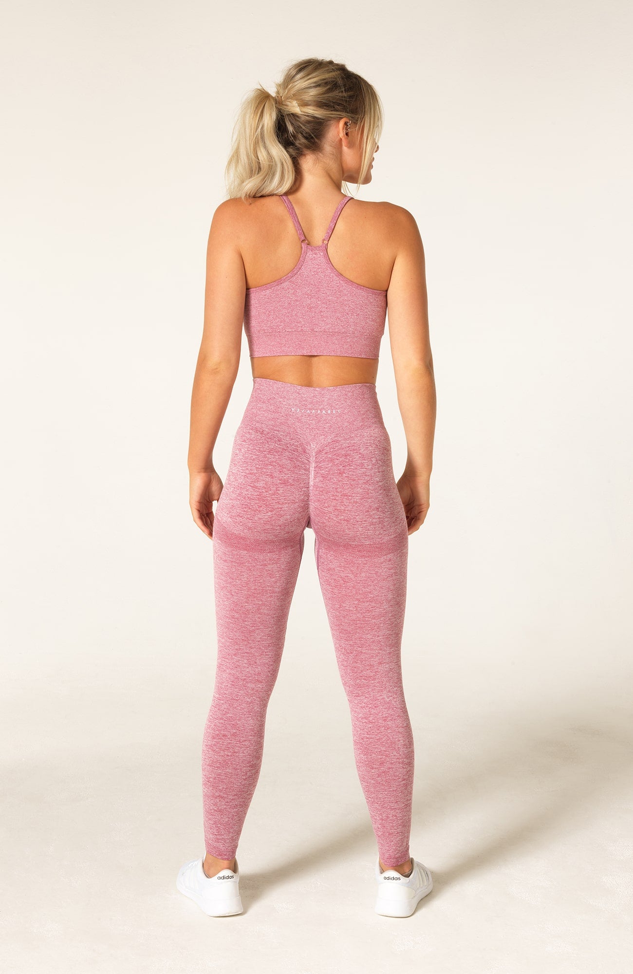V3 Apparel womens Define Pink marl scrunch bum shaping workout gym leggings and squat proof fitness tights with high waisted and ruched seam for running, yoga, gym bodybuilding and training.