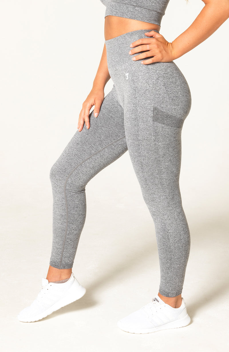 V3 Apparel Womens Seamless Scrunch Define Workout Leggings - Grey
